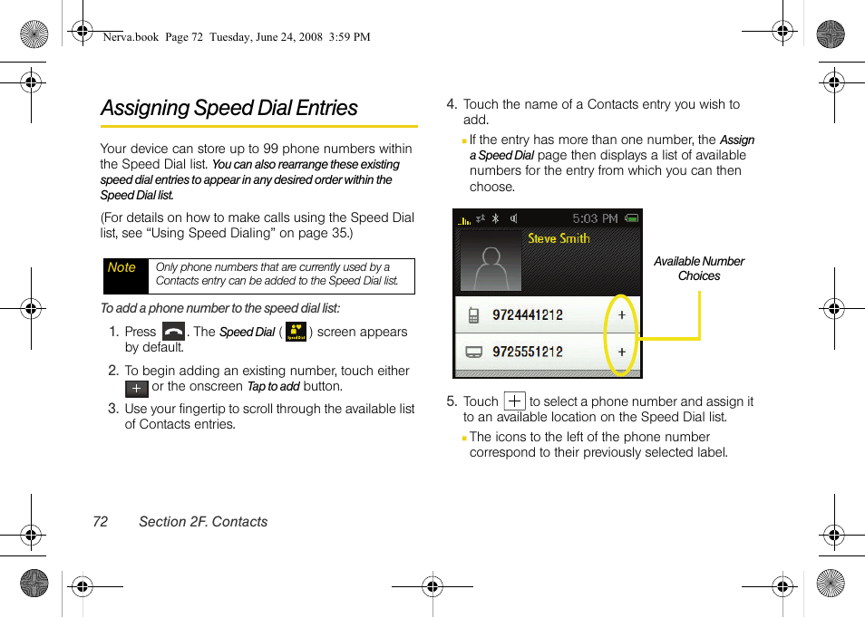 Assigning speed dial entries | Samsung SPH-M800ZKASPR User Manual | Page 84 / 242
