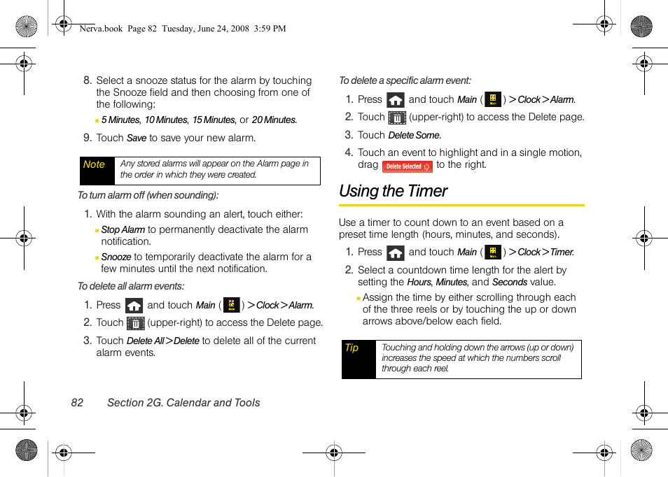 Using the timer | Samsung SPH-M800ZKASPR User Manual | Page 94 / 242