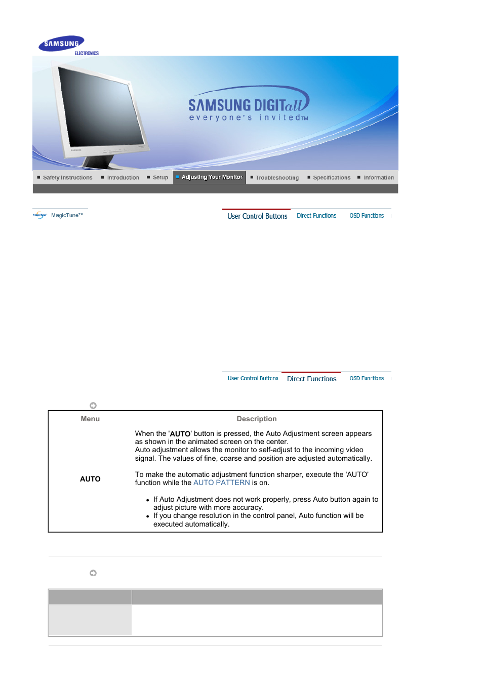 User control buttons, Direct functions | Samsung MJ15ASKB-DZS User Manual | Page 27 / 83