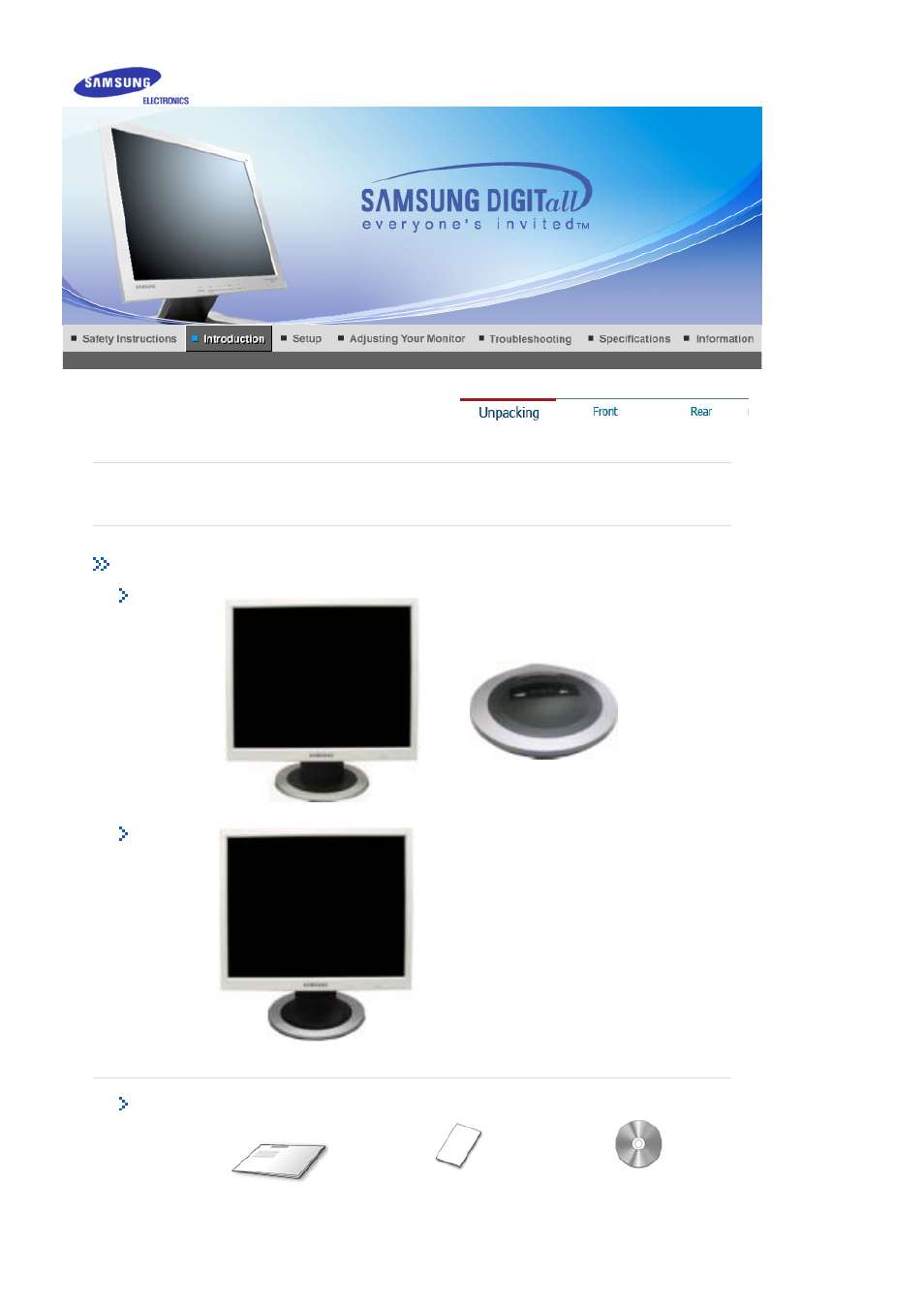 Introduction, Syncmaster 510t/710t/910t/711t/912t/701t, Unpacking | Samsung MJ15ASKB-DZS User Manual | Page 8 / 83