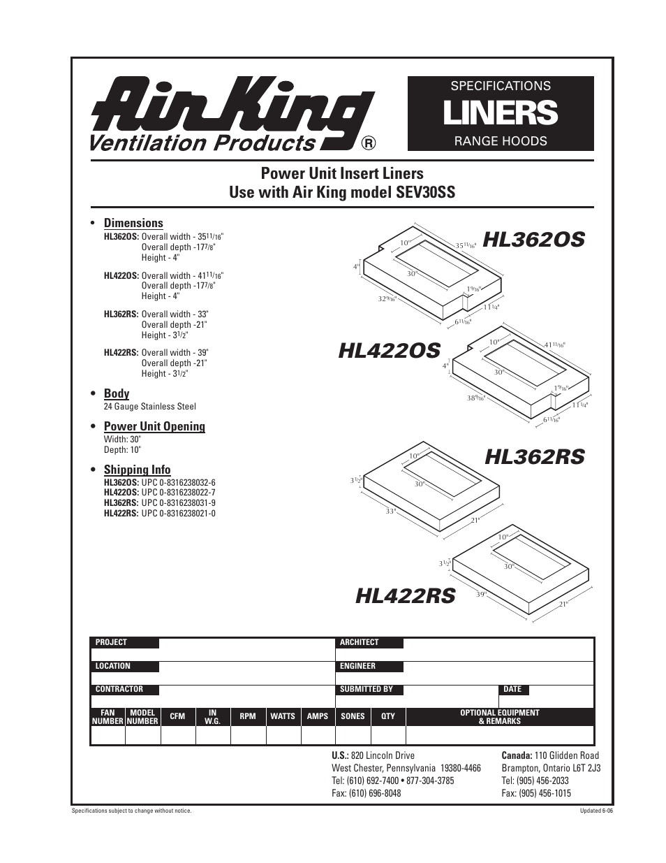 Air King HL422OS User Manual | 1 page