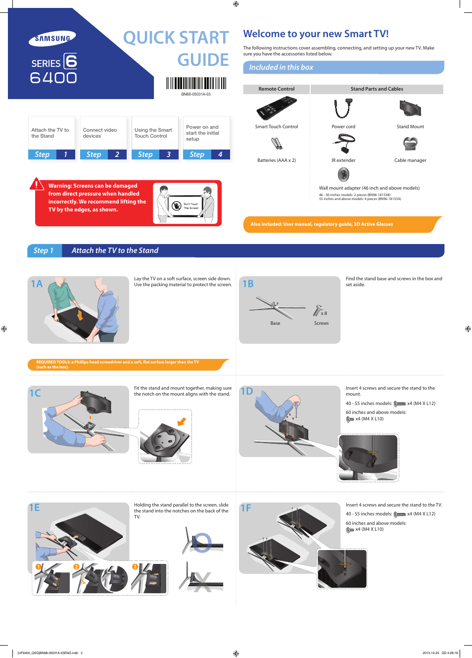 Samsung UN50F6400AFXZA User Manual | 2 pages