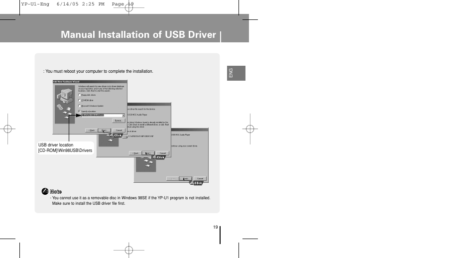Manual installation of usb driver | Samsung YP-U1ZW-XAC User Manual | Page 19 / 56