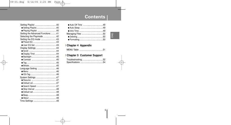 Samsung YP-U1ZW-XAC User Manual | Page 5 / 56