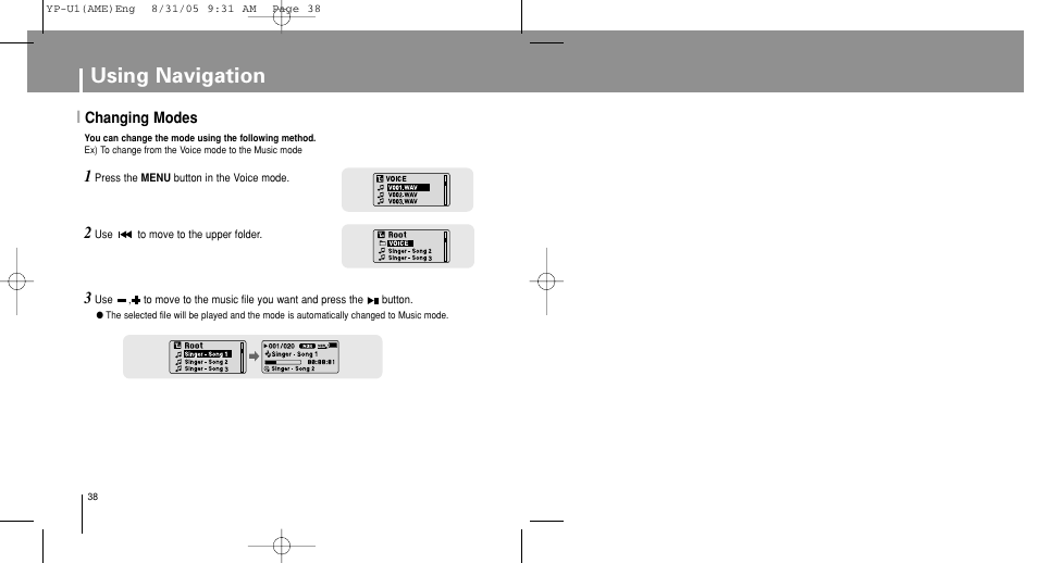 Using navigation | Samsung YP-U1Z-XAP User Manual | Page 38 / 64