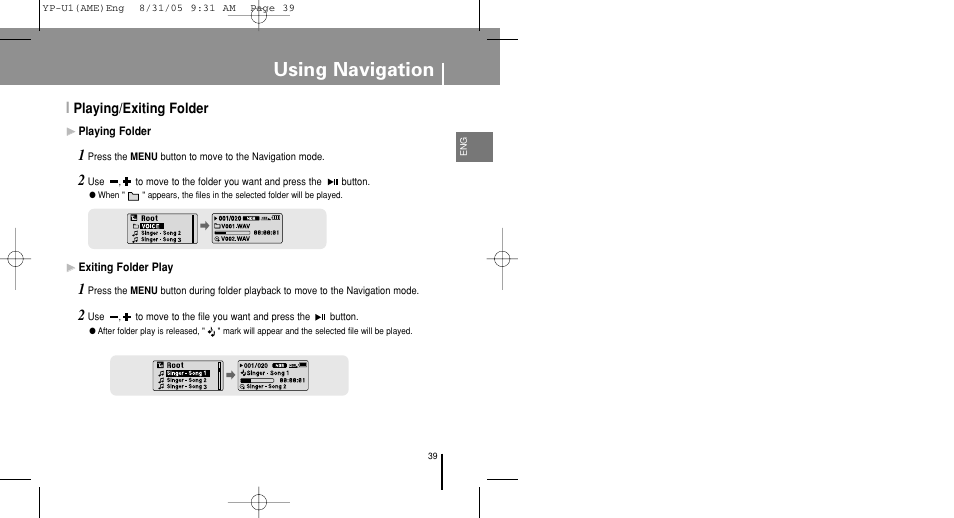 Using navigation | Samsung YP-U1Z-XAP User Manual | Page 39 / 64