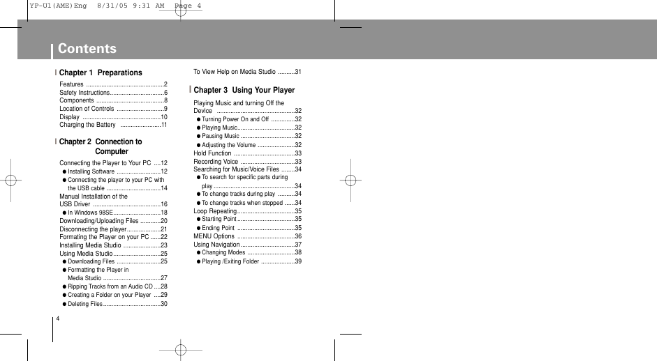 Samsung YP-U1Z-XAP User Manual | Page 4 / 64