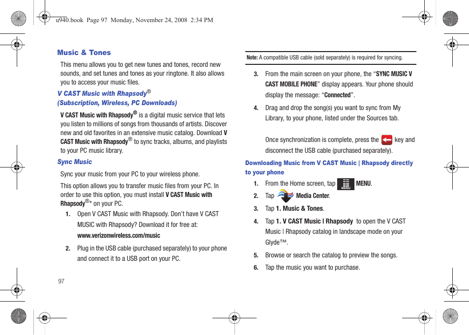 Music & tones | Samsung SCH-U940DBAVZW User Manual | Page 100 / 156
