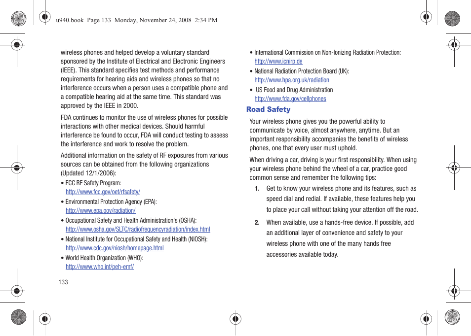 Road safety | Samsung SCH-U940DBAVZW User Manual | Page 136 / 156