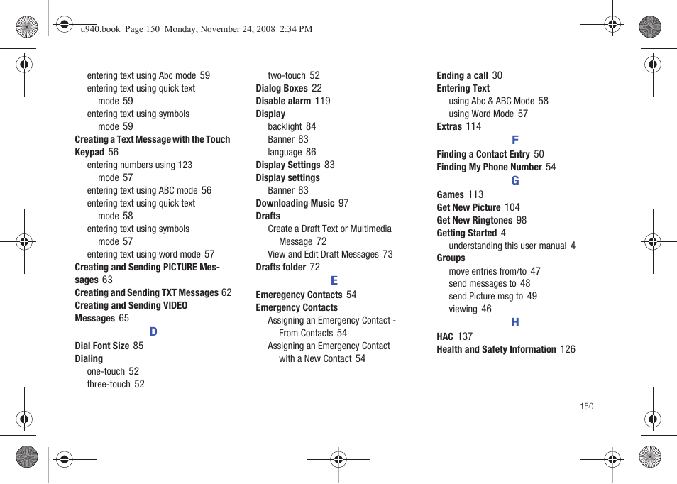Samsung SCH-U940DBAVZW User Manual | Page 153 / 156