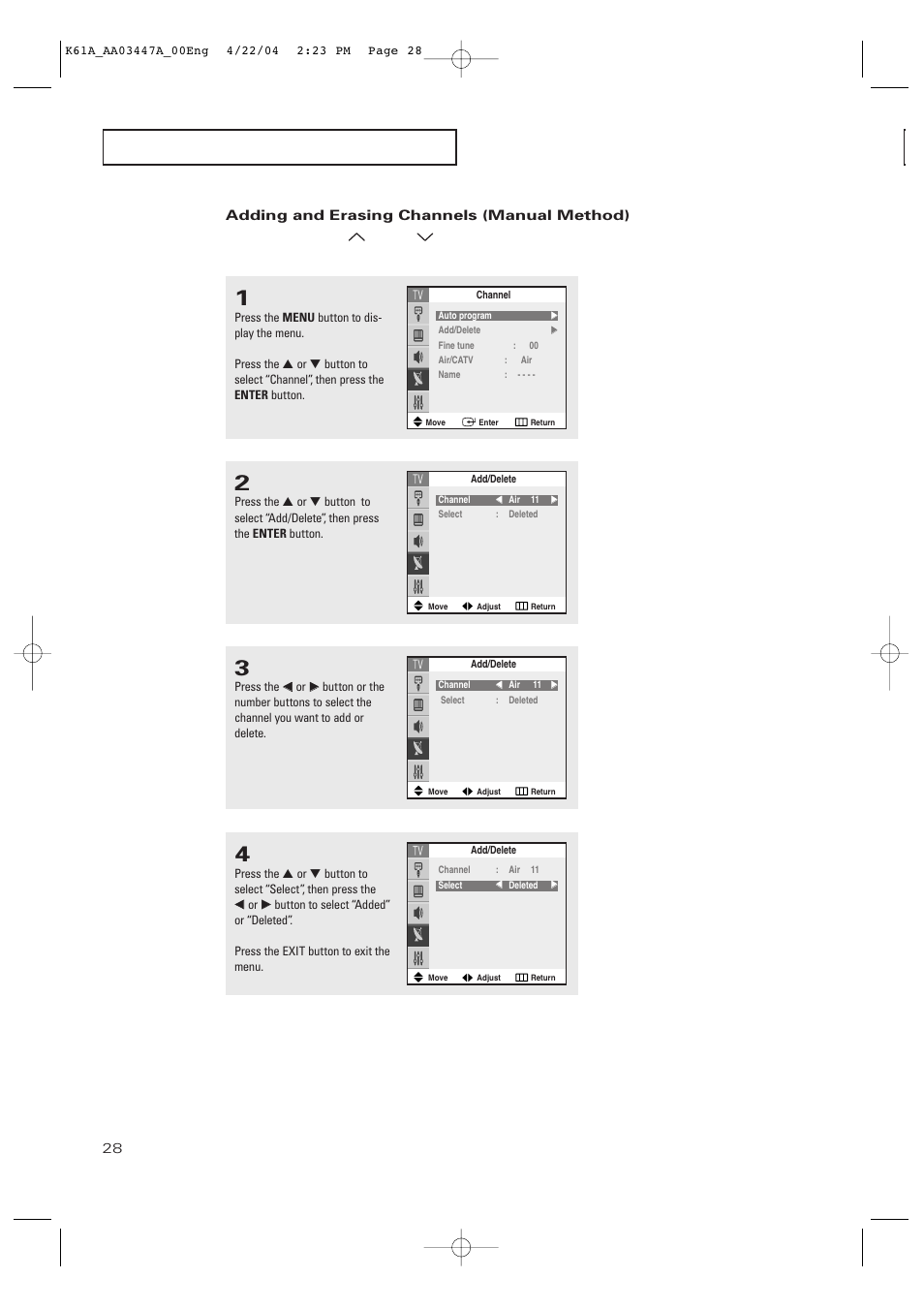 Samsung TXP2665WX-XAC User Manual | Page 28 / 68