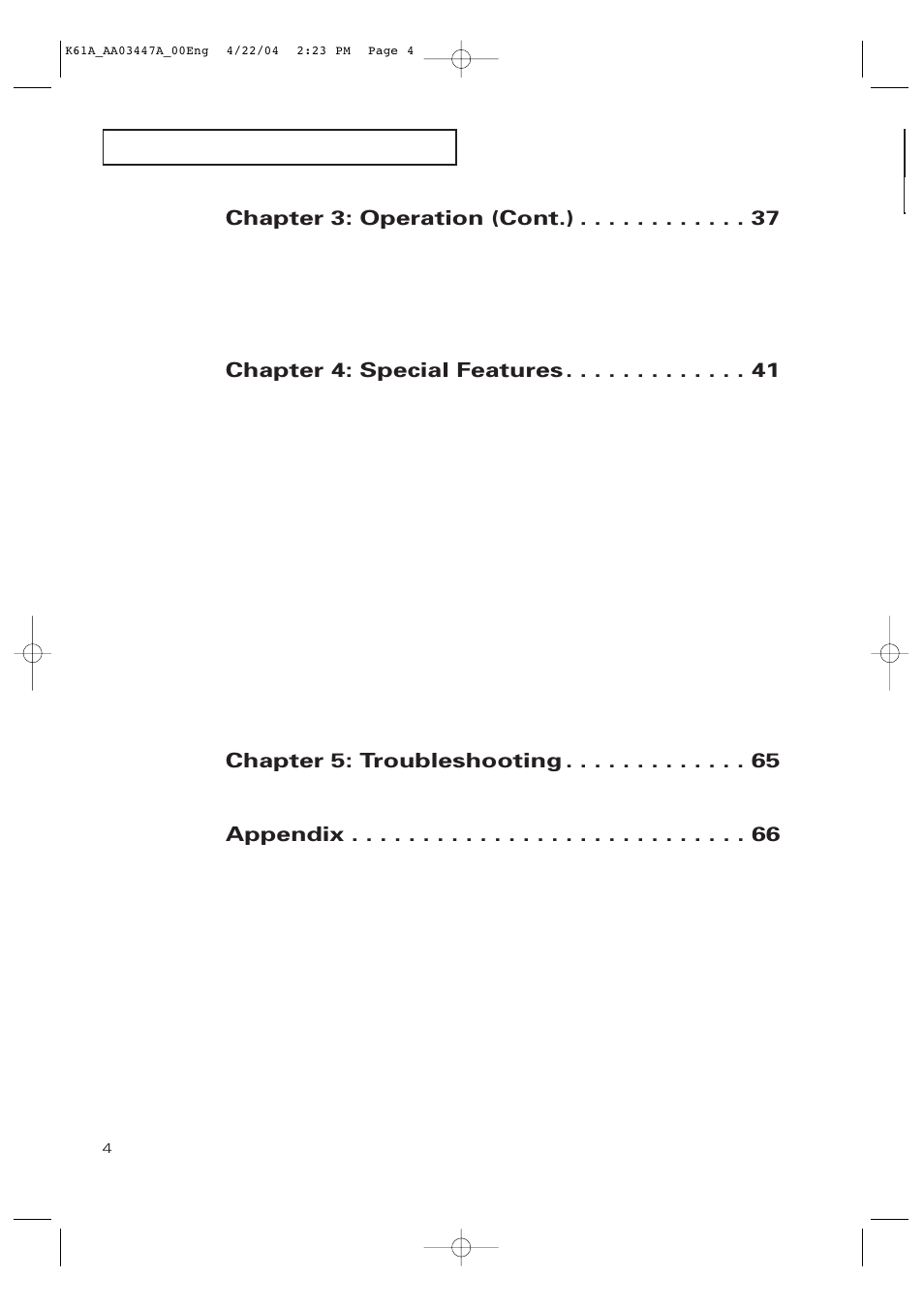 Samsung TXP2665WX-XAC User Manual | Page 4 / 68