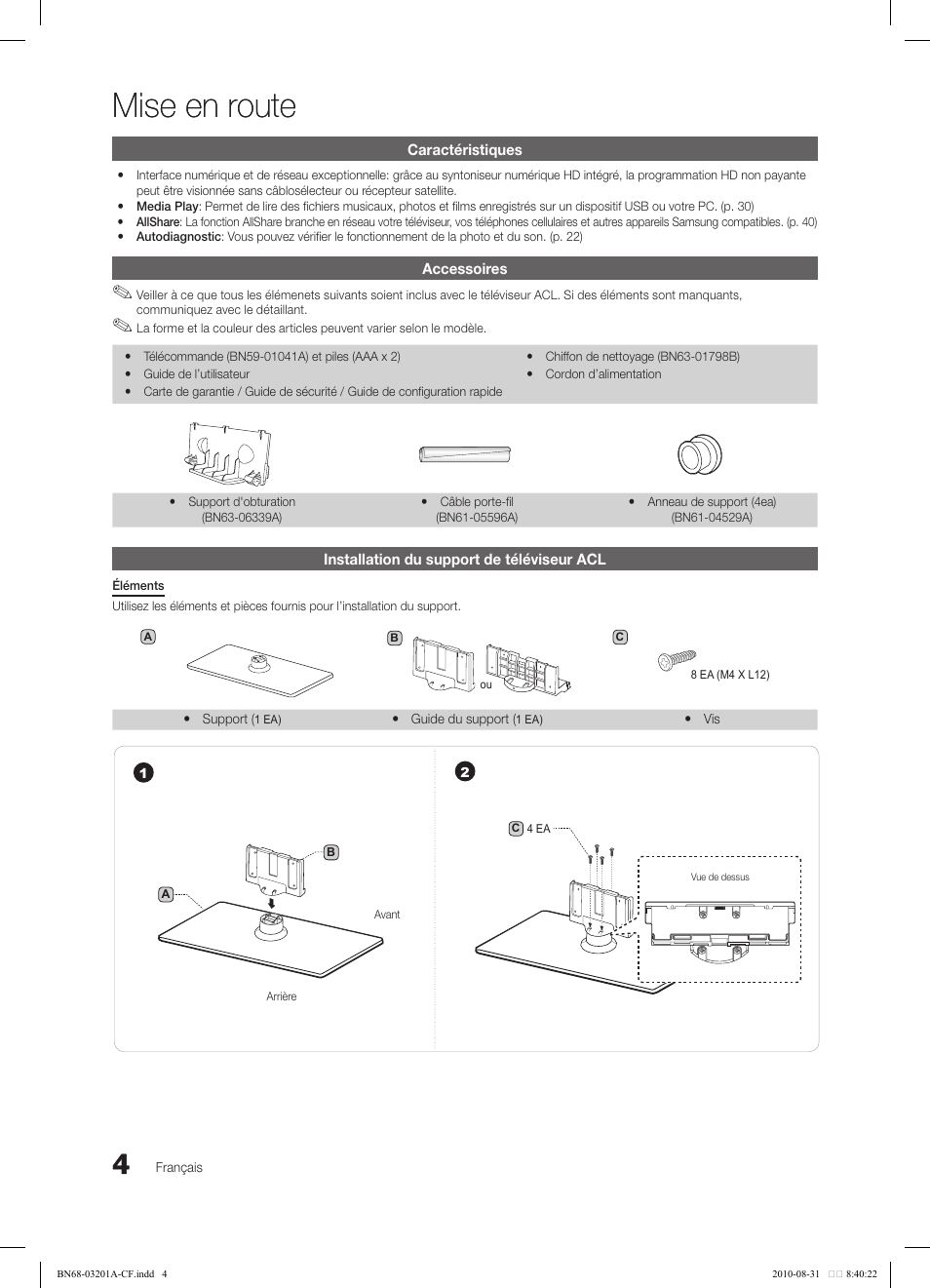 Mise en route | Samsung LN46C600F3FXZA User Manual | Page 104 / 151