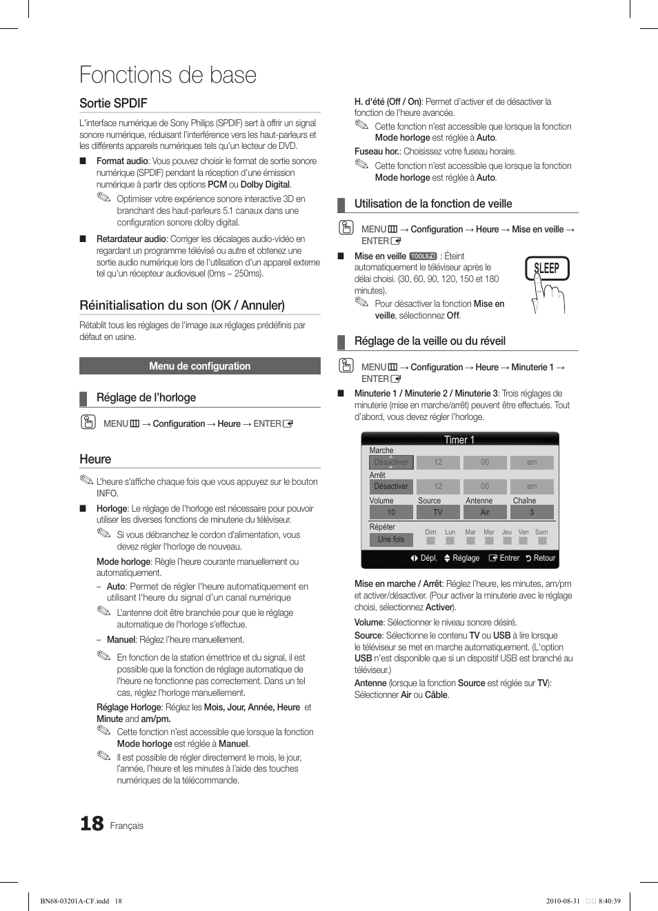 Fonctions de base | Samsung LN46C600F3FXZA User Manual | Page 118 / 151