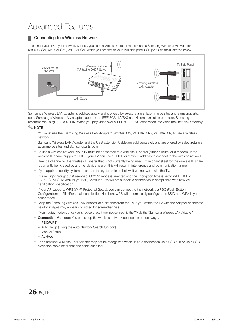 Advanced features | Samsung LN46C600F3FXZA User Manual | Page 26 / 151