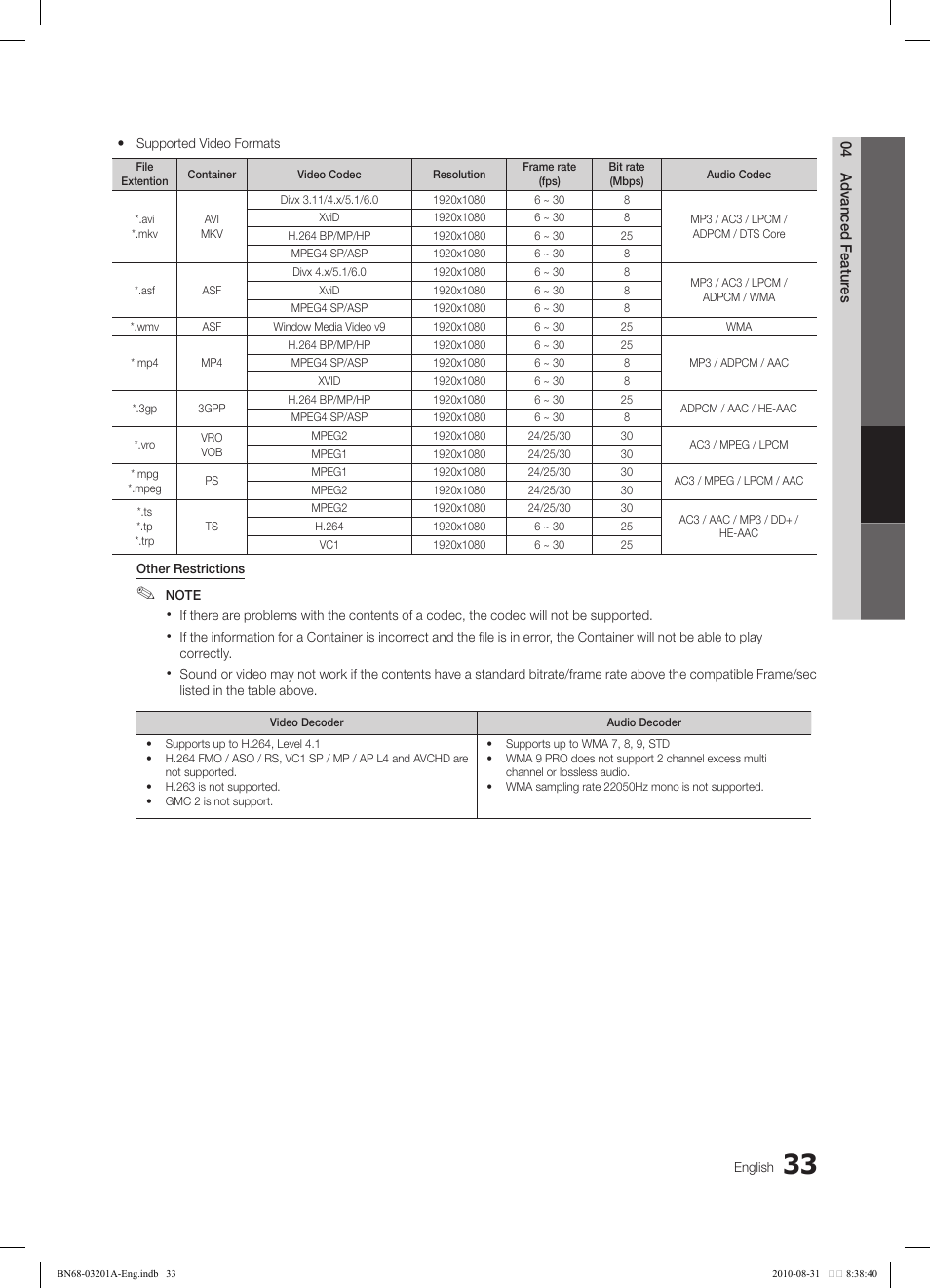 Samsung LN46C600F3FXZA User Manual | Page 33 / 151