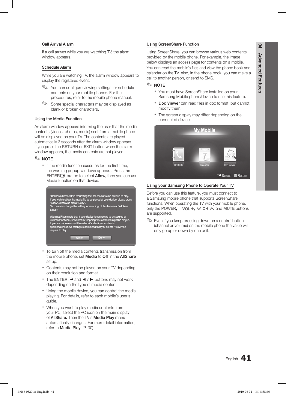 Samsung LN46C600F3FXZA User Manual | Page 41 / 151