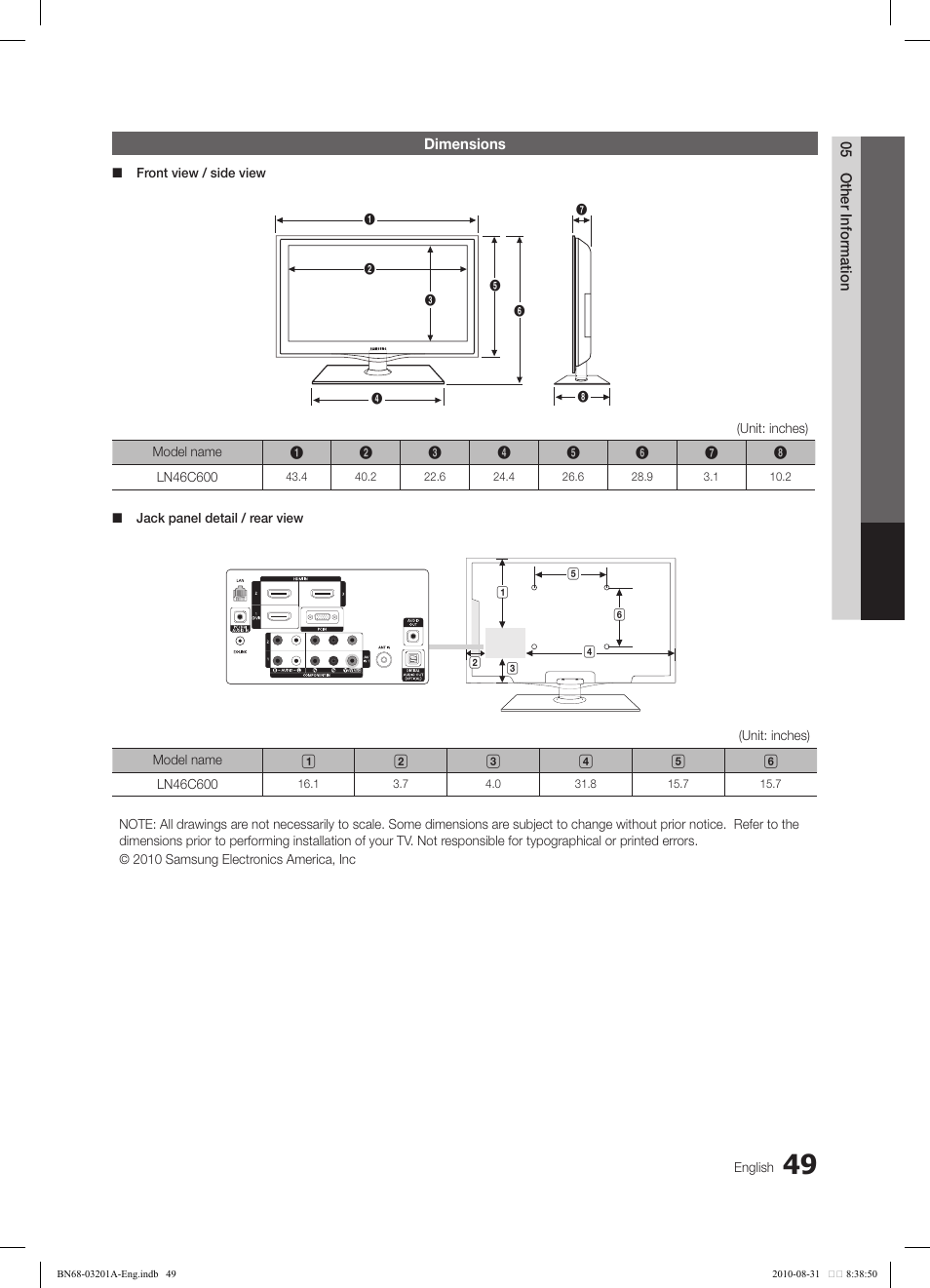 Samsung LN46C600F3FXZA User Manual | Page 49 / 151