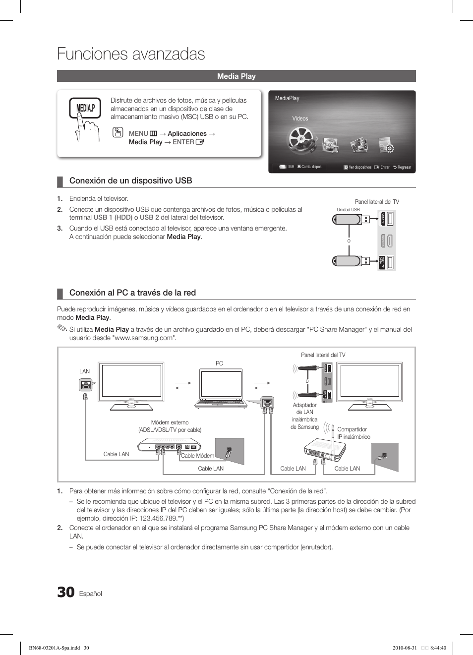 Funciones avanzadas | Samsung LN46C600F3FXZA User Manual | Page 80 / 151