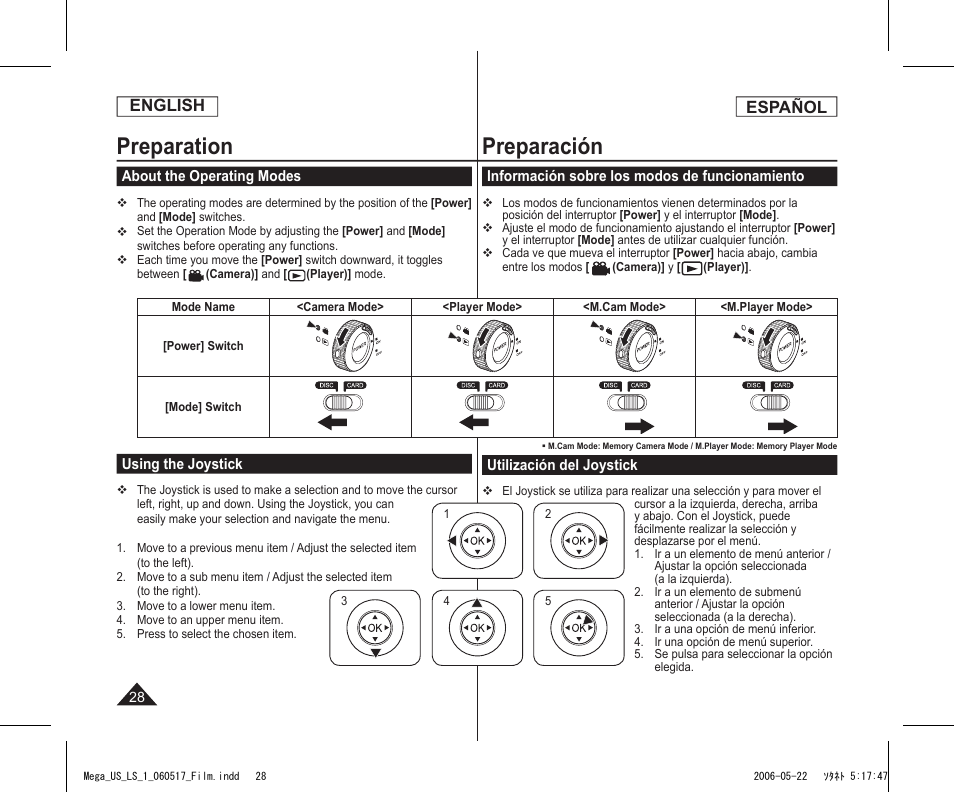 Preparation, Preparación, English | Español | Samsung SC-DC565-XAA User Manual | Page 28 / 132