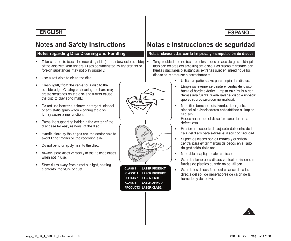 English, Español | Samsung SC-DC565-XAA User Manual | Page 9 / 132