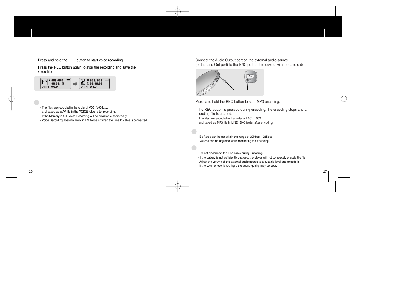 Recording voice, Mp3 encoding, Mp3 encoding recording voice | Samsung YP-ST5Z-XAA User Manual | Page 14 / 29