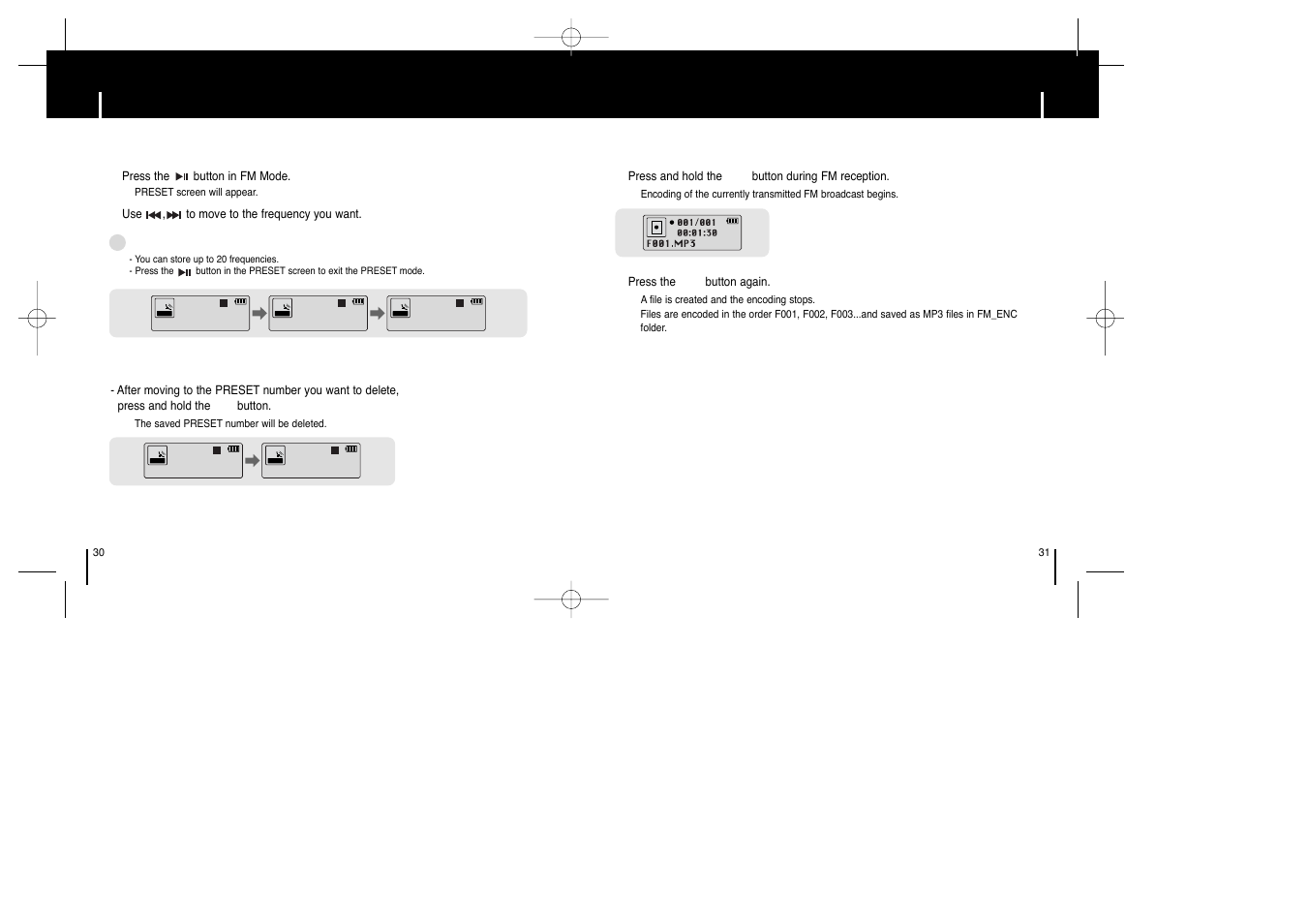 Fm encoding, Fm encoding listening to fm radio | Samsung YP-ST5Z-XAA User Manual | Page 16 / 29