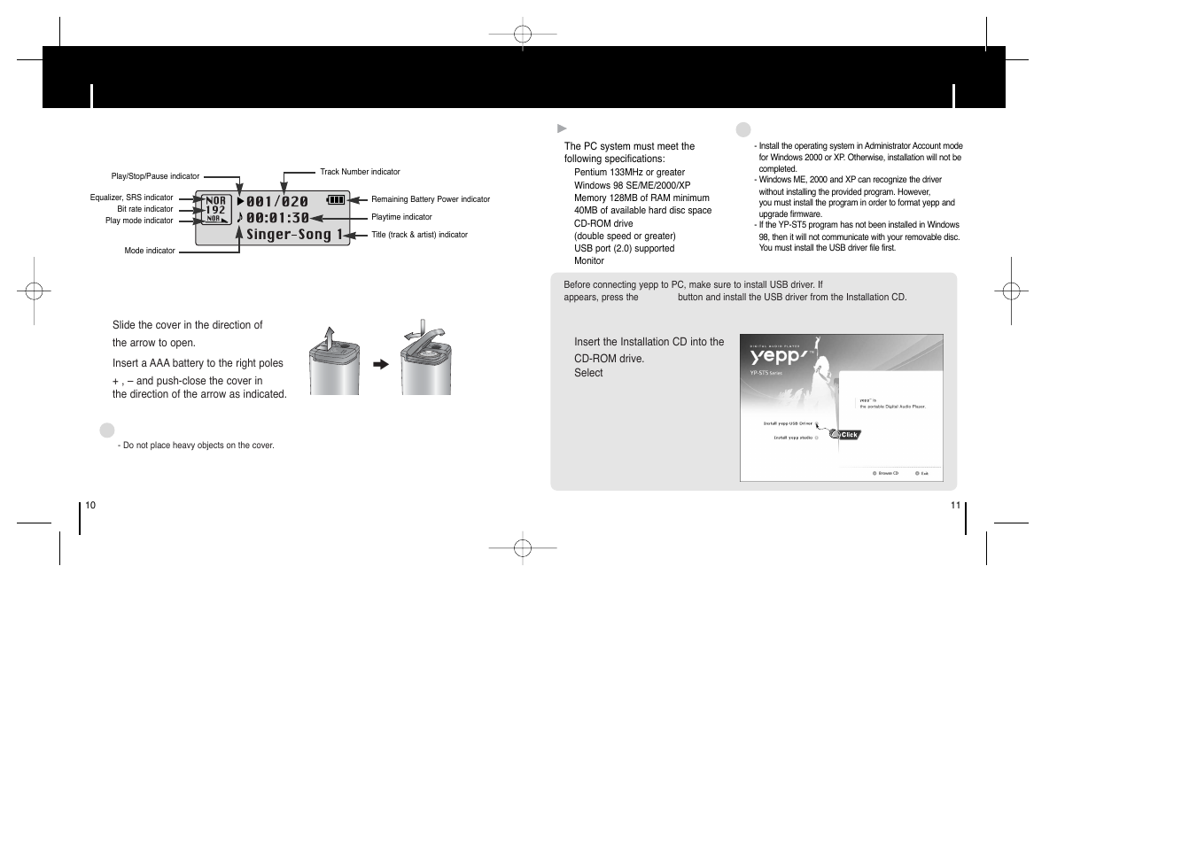 Connection to computer, Connecting yepp to pc, Connecting yepp to pc location of controls (yepp) | Samsung YP-ST5Z-XAA User Manual | Page 6 / 29