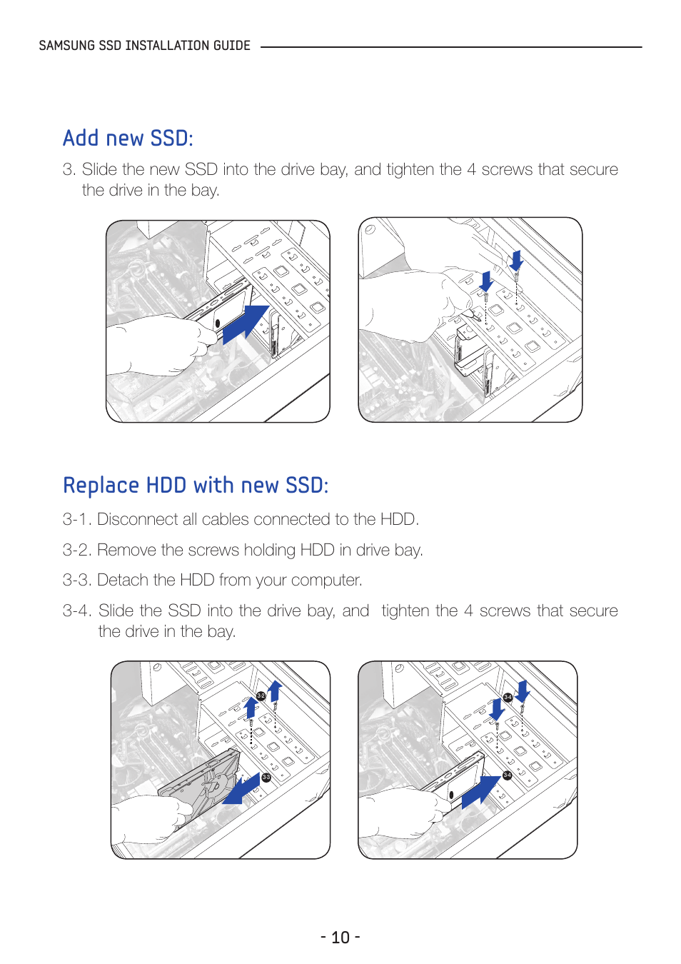 Add new ssd, Replace hdd with new ssd | Samsung MZ-5PA128C-AM User Manual | Page 10 / 18