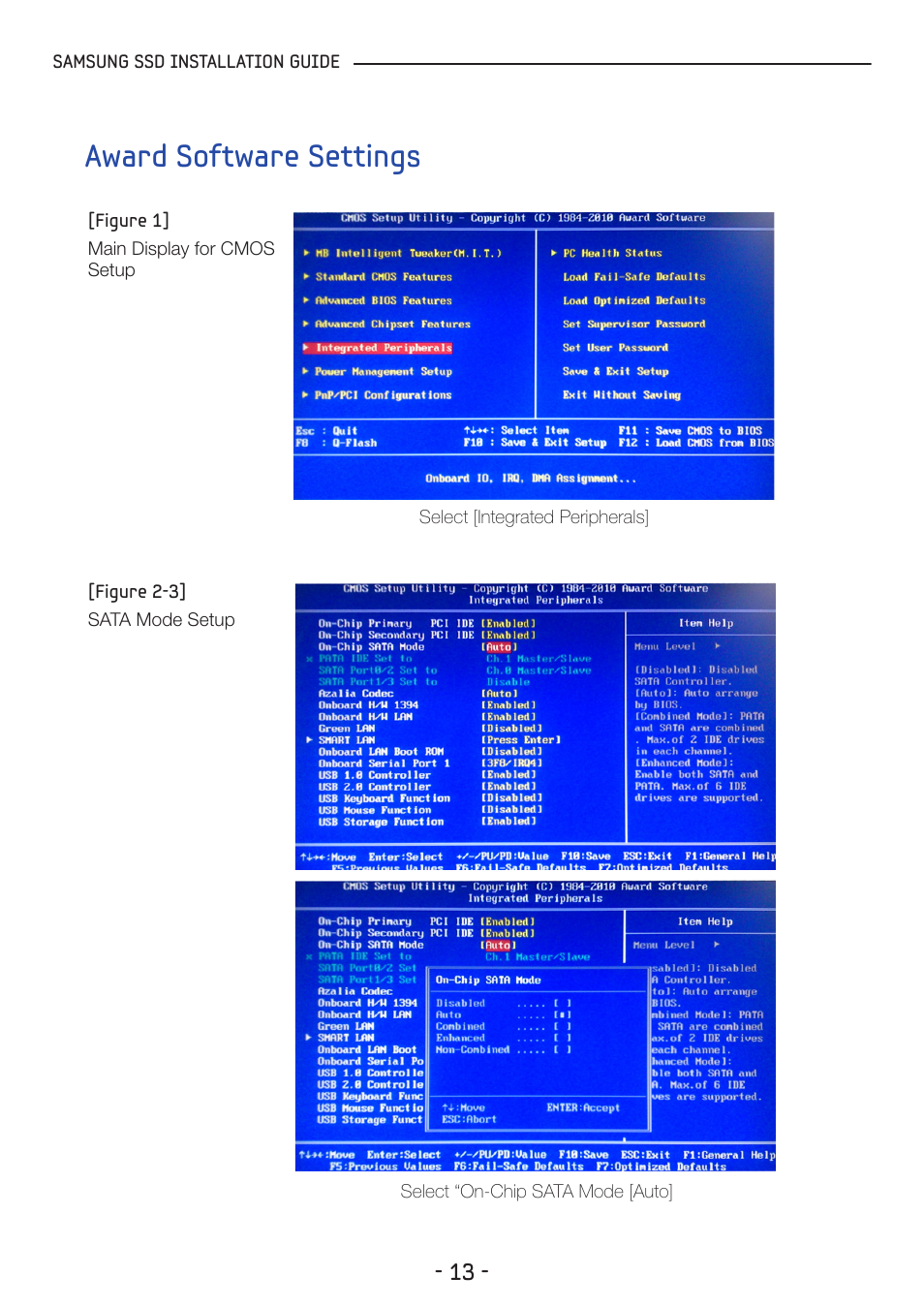 Award software settings | Samsung MZ-5PA128C-AM User Manual | Page 13 / 18