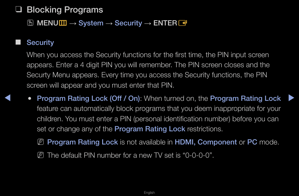 Blocking programs | Samsung UN40D6420UFXZA User Manual | Page 121 / 303