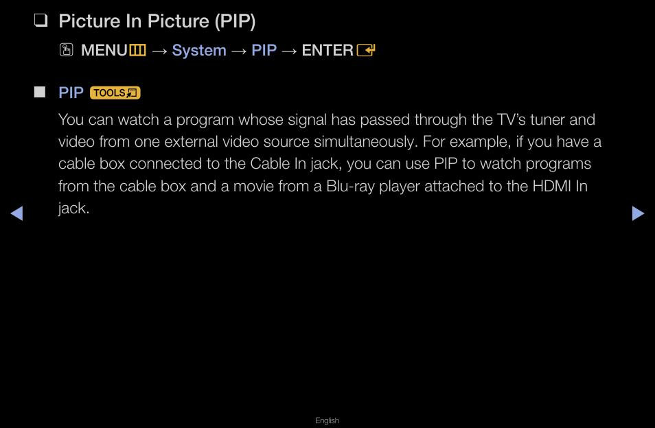 Picture in picture (pip) | Samsung UN40D6420UFXZA User Manual | Page 146 / 303