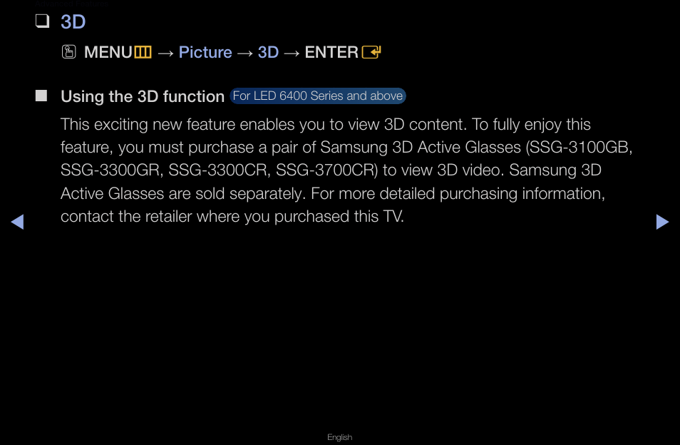 Advanced features | Samsung UN40D6420UFXZA User Manual | Page 163 / 303