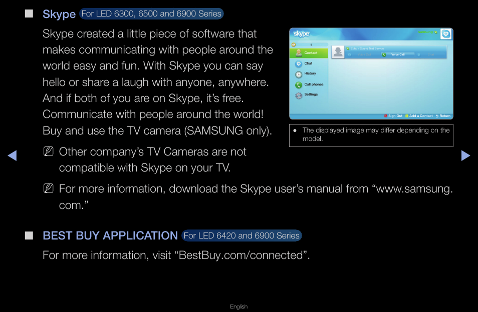 Skype | Samsung UN40D6420UFXZA User Manual | Page 260 / 303