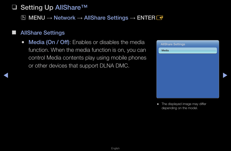 Setting up allshare | Samsung UN40D6420UFXZA User Manual | Page 271 / 303
