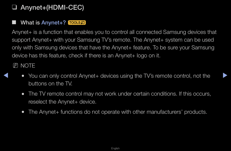 Anynet+(hdmi-cec) | Samsung UN40D6420UFXZA User Manual | Page 275 / 303