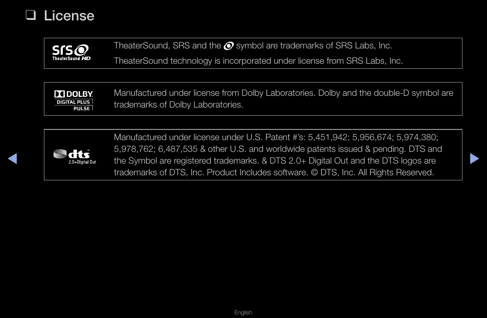 License | Samsung UN40D6420UFXZA User Manual | Page 302 / 303