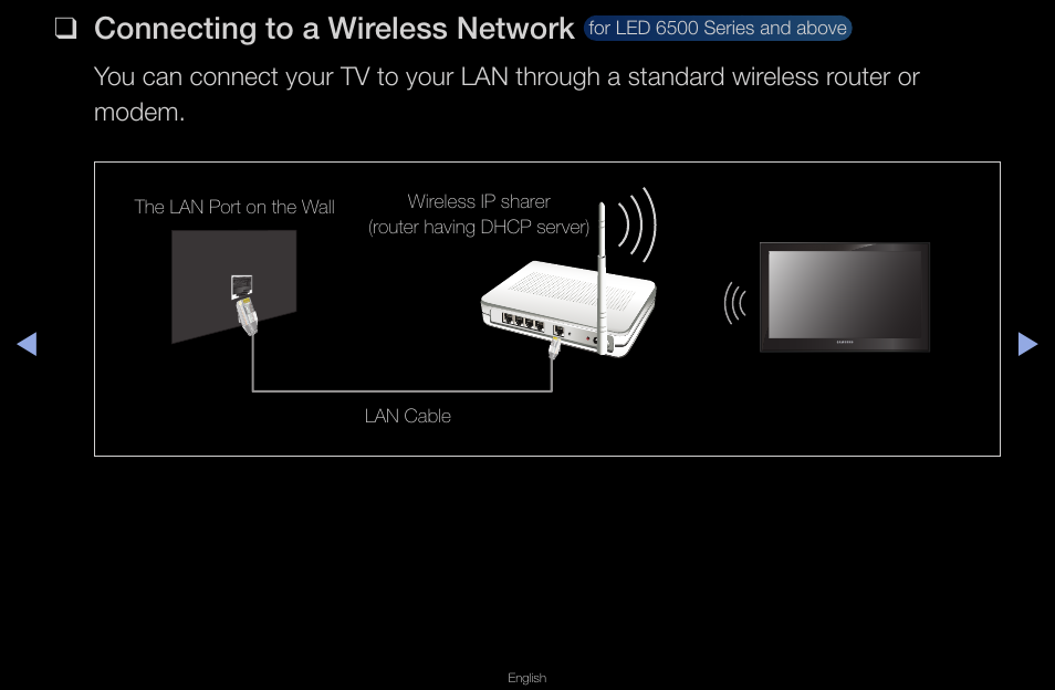 Connecting to a wireless network | Samsung UN40D6420UFXZA User Manual | Page 88 / 303