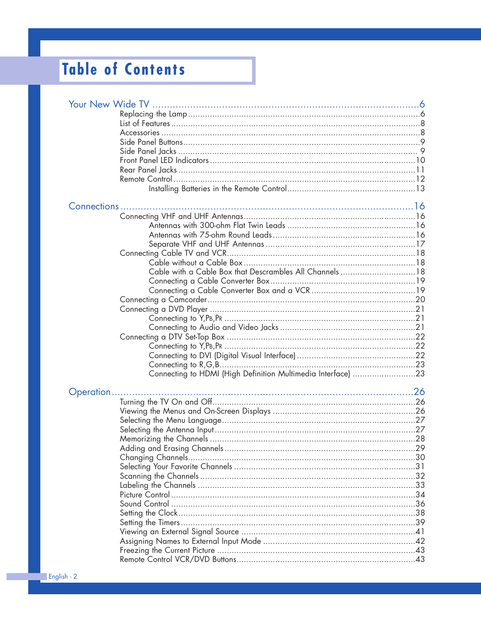 Samsung HLP5063WX-XAC User Manual | Page 2 / 96
