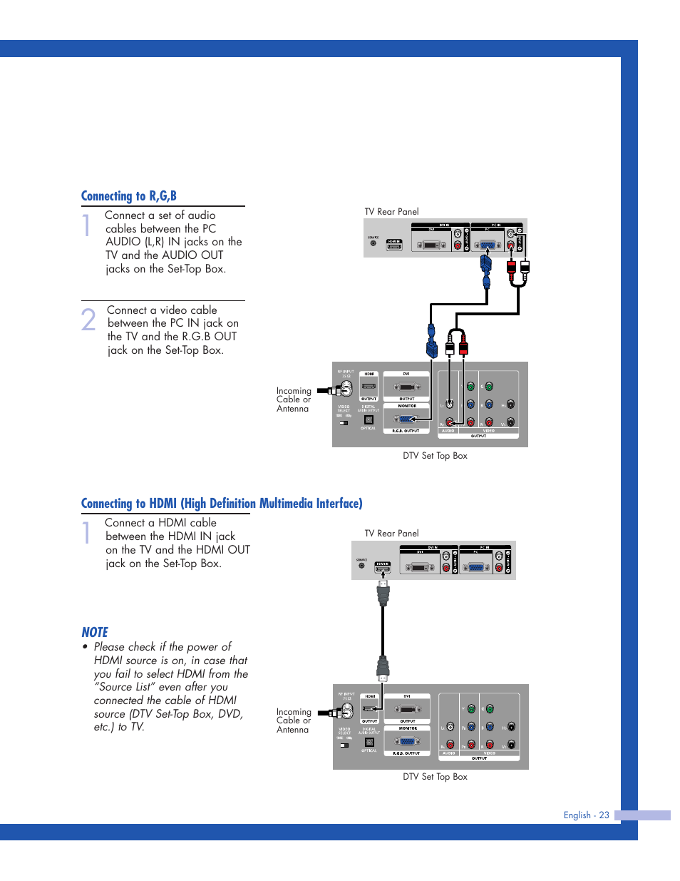 Connecting to r,g,b | Samsung HLP5063WX-XAC User Manual | Page 23 / 96