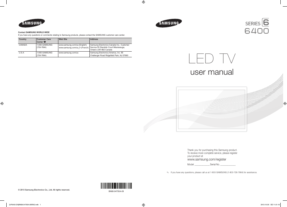 Samsung UN55F6400AFXZA User Manual | 34 pages