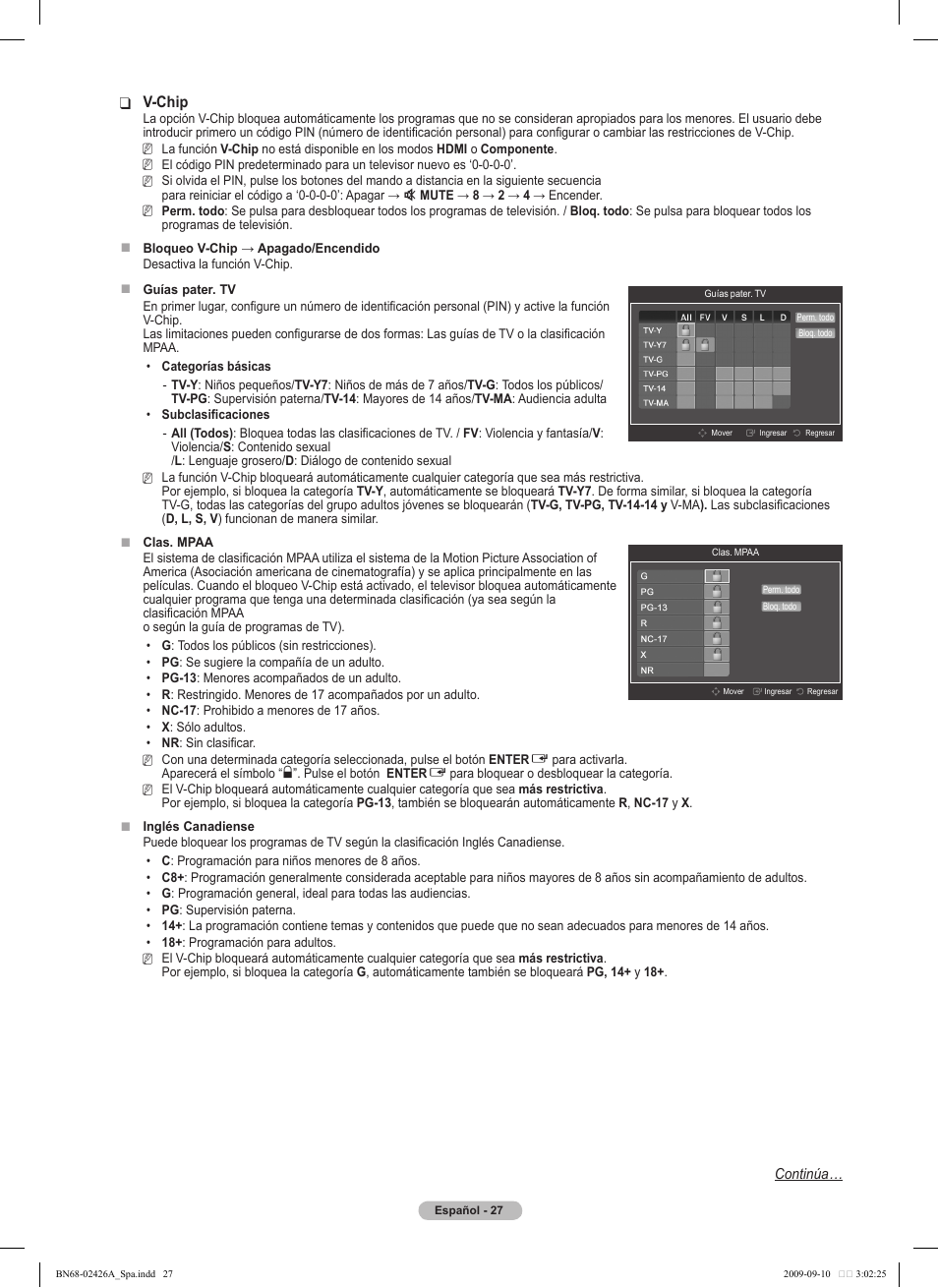 V-chip | Samsung PN50B400P3DXZA User Manual | Page 68 / 125