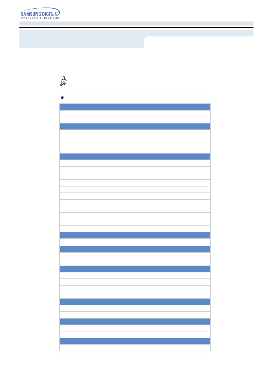 Specifications | Samsung TS-H352A-WBEH User Manual | Page 20 / 20