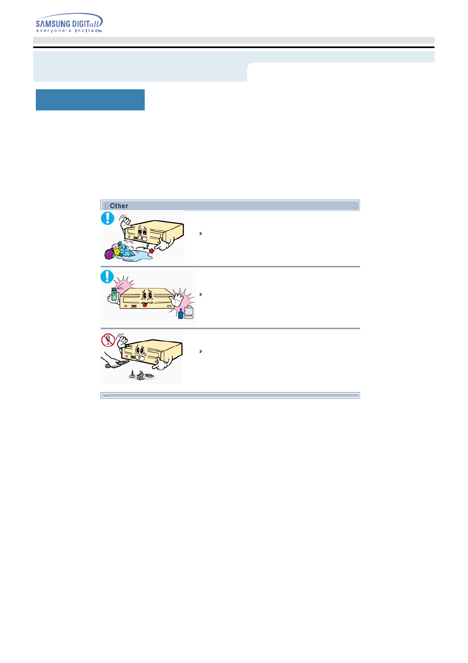 Other, Safety precaution | Samsung TS-H352A-WBEH User Manual | Page 6 / 20