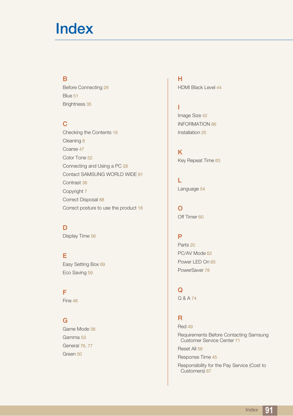 Index | Samsung LS27D590PS-ZA User Manual | Page 91 / 92