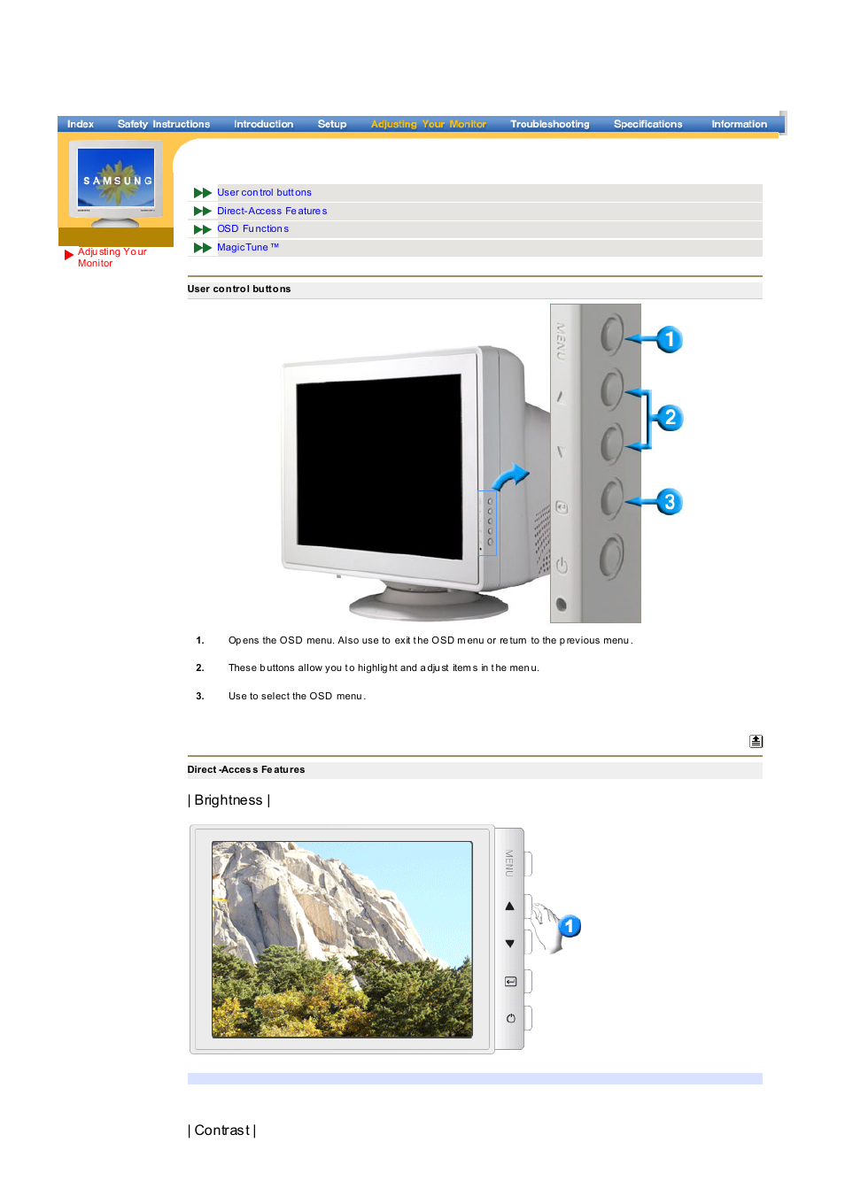 Brightness, Contrast | Samsung LB17KSBB User Manual | Page 27 / 85