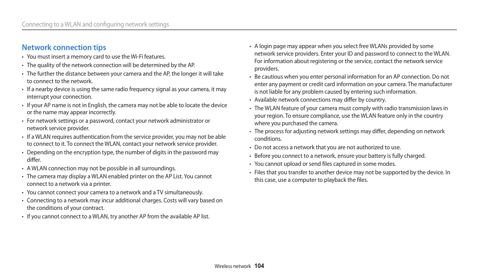 Network connection tips | Samsung EC-WB30FZBPWUS User Manual | Page 105 / 156