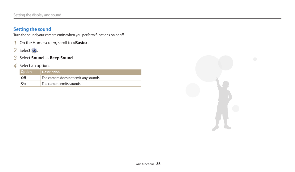 Setting the sound | Samsung EC-WB30FZBPWUS User Manual | Page 36 / 156