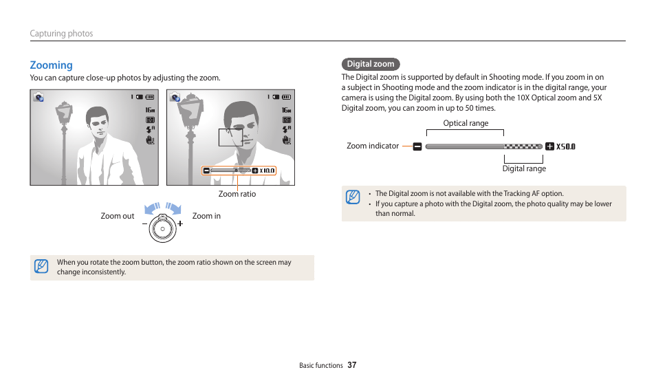 Zooming | Samsung EC-WB30FZBPWUS User Manual | Page 38 / 156