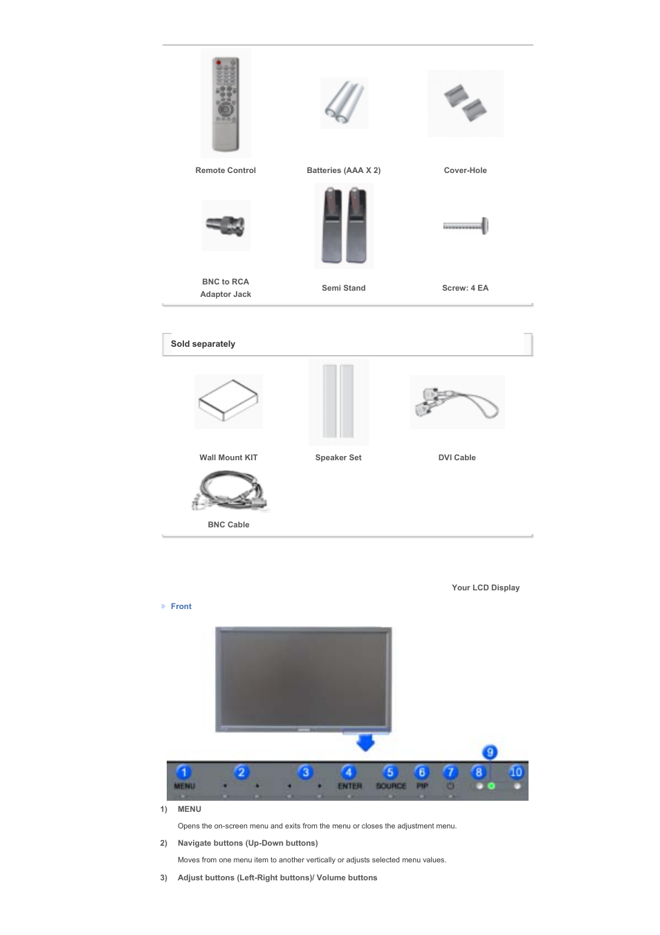 Your lcd display | Samsung LS57BPHNB-XAA User Manual | Page 12 / 78
